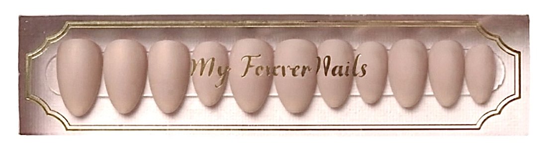 Grace .02 Velvety Nude — a full set of warm matte nude restorative nails presented in the My Forever Nails box.