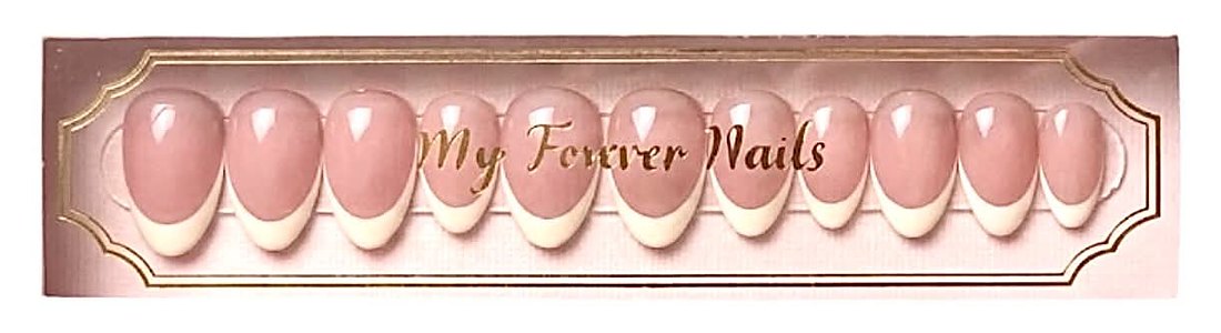 Grace .03 Fusion French — a full set of restorative nails with soft pink beds and white tips, presented in the My Forever Nails box.